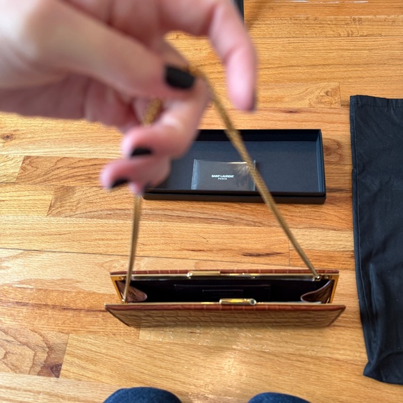 Saint Laurent Brown Crocodile Leather Embossed Croc Midnight Clutch Small - Picture 13 of 16